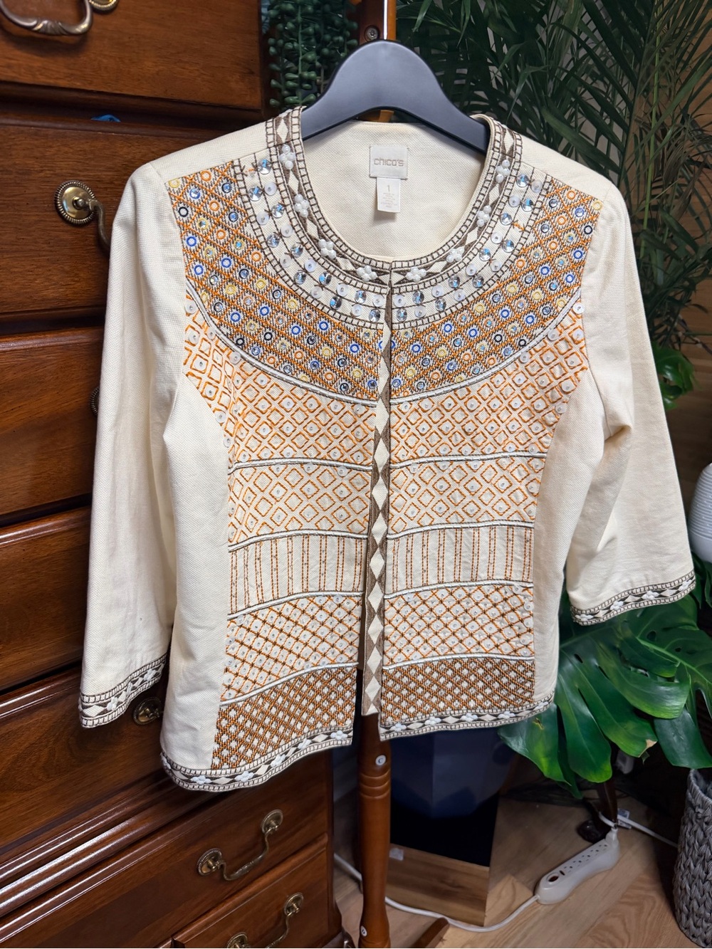 Chico's Limited Edition Embellished Collectibles Embroidered and Beaded Jacket